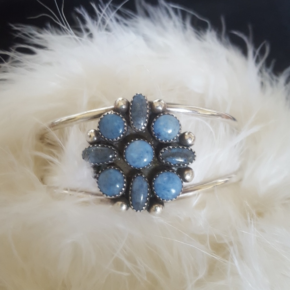Sterling denim lapis bracelet